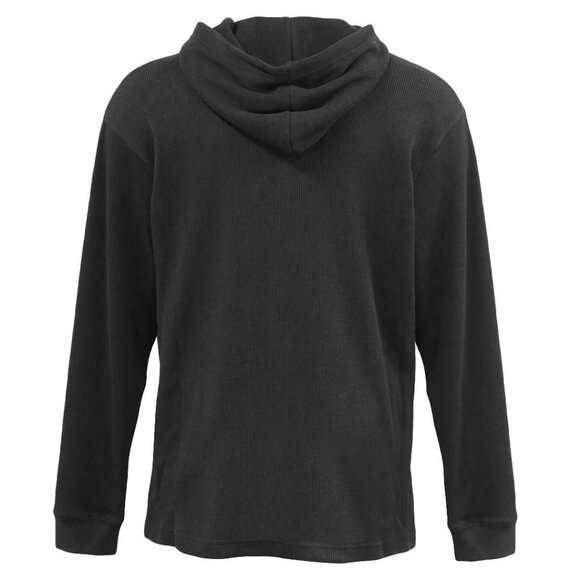 Men's MSU State script Thermal waffle Hoodie BLACK - Picture 3 of 4